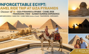Camel Ride Trip at Giza Pyramids During Sunrise or Sunset